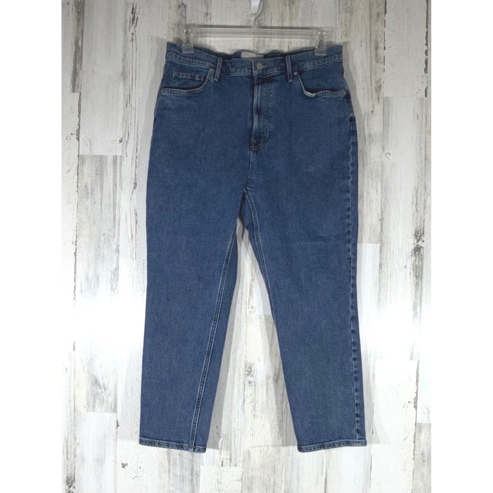 Everlane The Original Cheeky Jean 32 Crop Blue Organic Cotton High Rise Straight